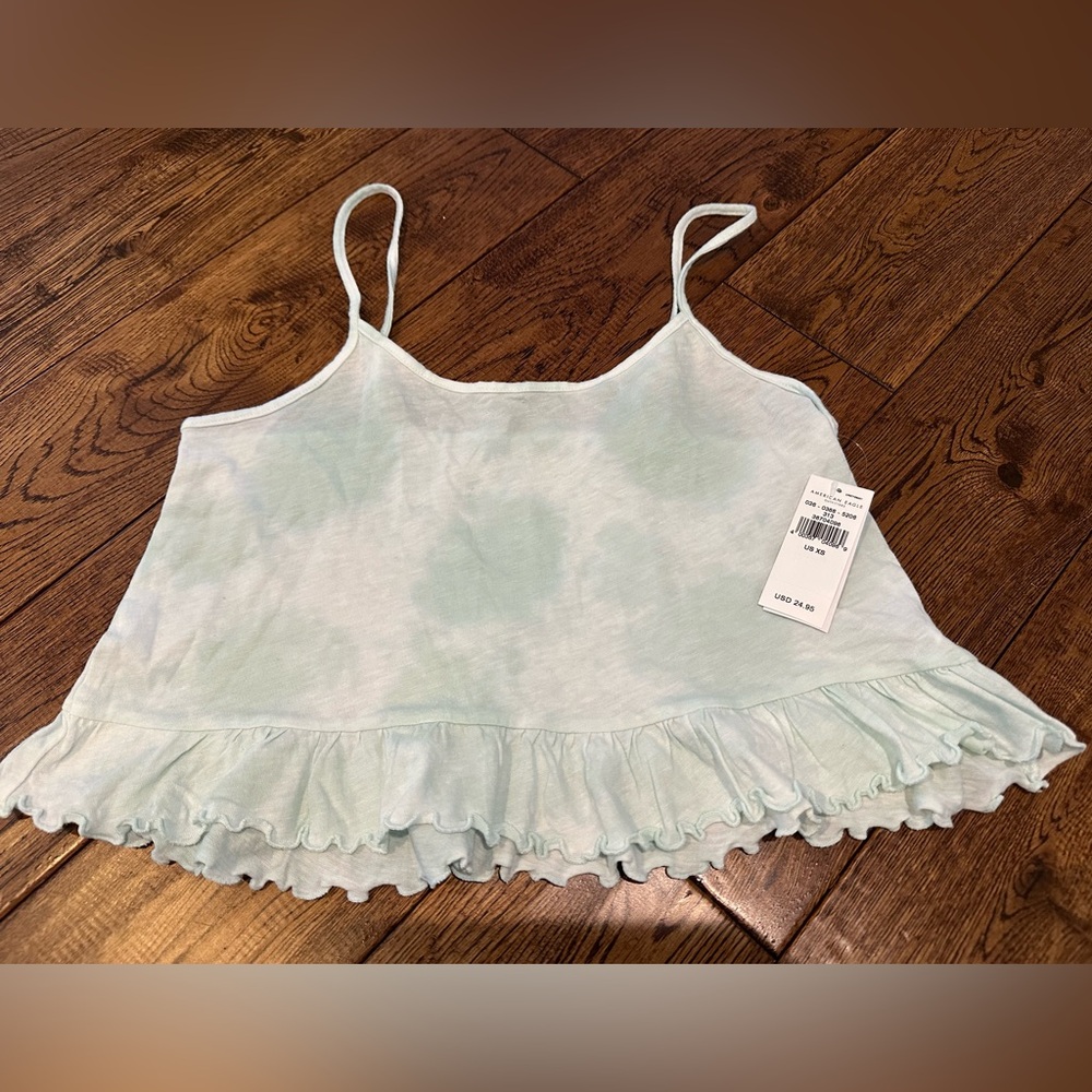 American Eagle Mint Green Ruffle Hem Women's Top